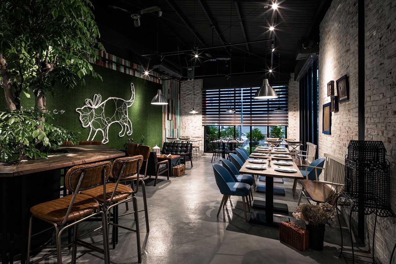 台灣餐廳設計,台中Gatto Bianc咖啡館,餐飲空間,法式風格,法國工業風,