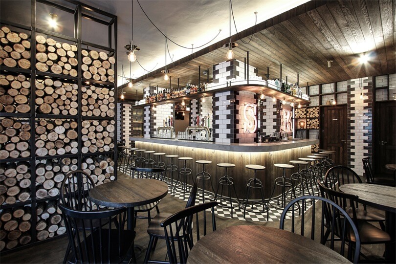 立陶宛餐飲設計,酒吧設計,餐飲空間,木質風格,國外酒吧設計,溫暖工業風
