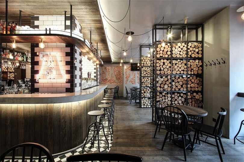 立陶宛餐飲設計,酒吧設計,餐飲空間,木質風格,國外酒吧設計,溫暖工業風