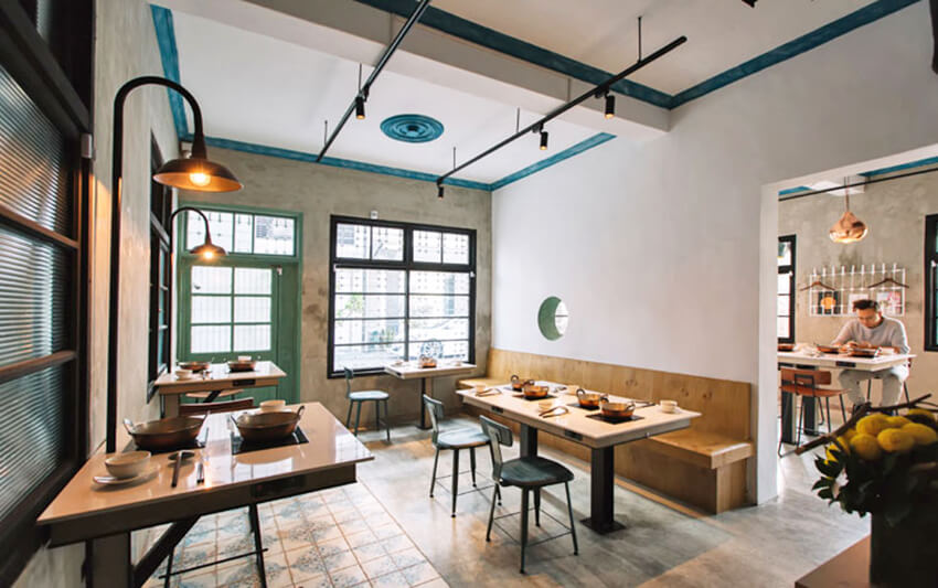 火鍋店設計,商業空間,餐飲空間,工業風,建築改造