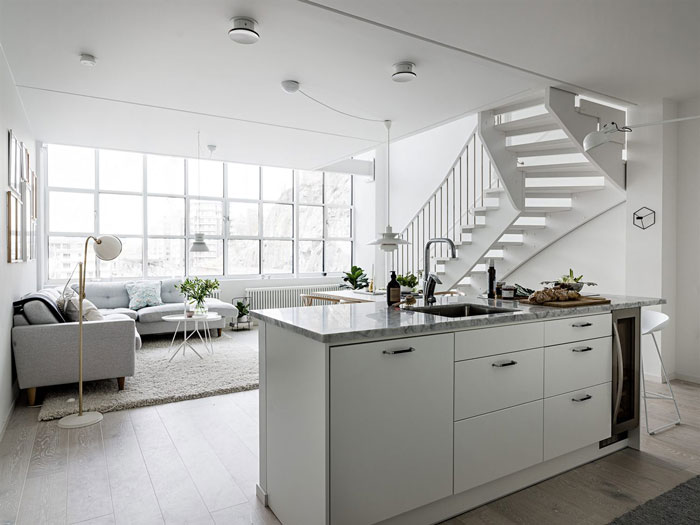 北歐設計,白色公寓設計,廢棄的工業工廠改造設計