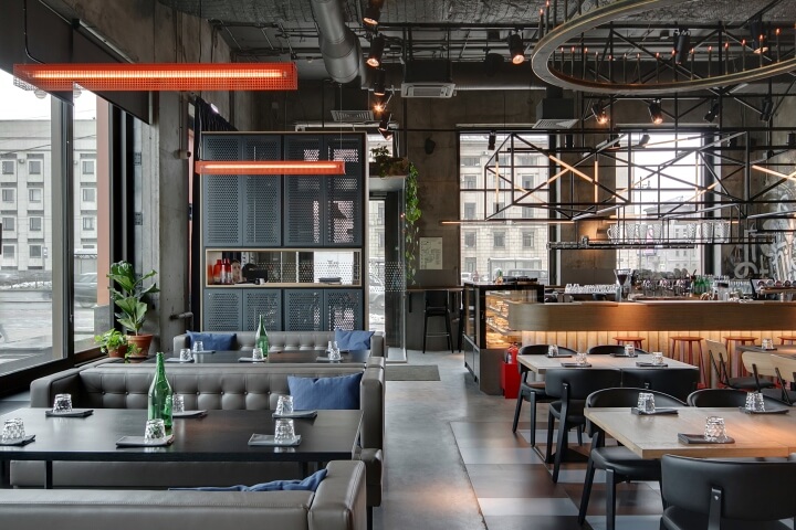 餐飲空間,餐廳設計,工業風餐廳設計,天然材料,聖彼得堡餐廳設計