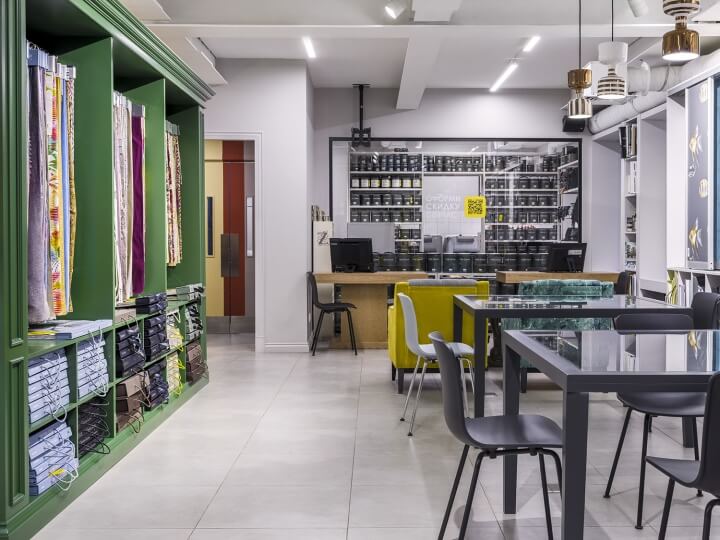 商業空間,塗料材料店鋪設計,英國古典風格,產品展示設計,零售店設計