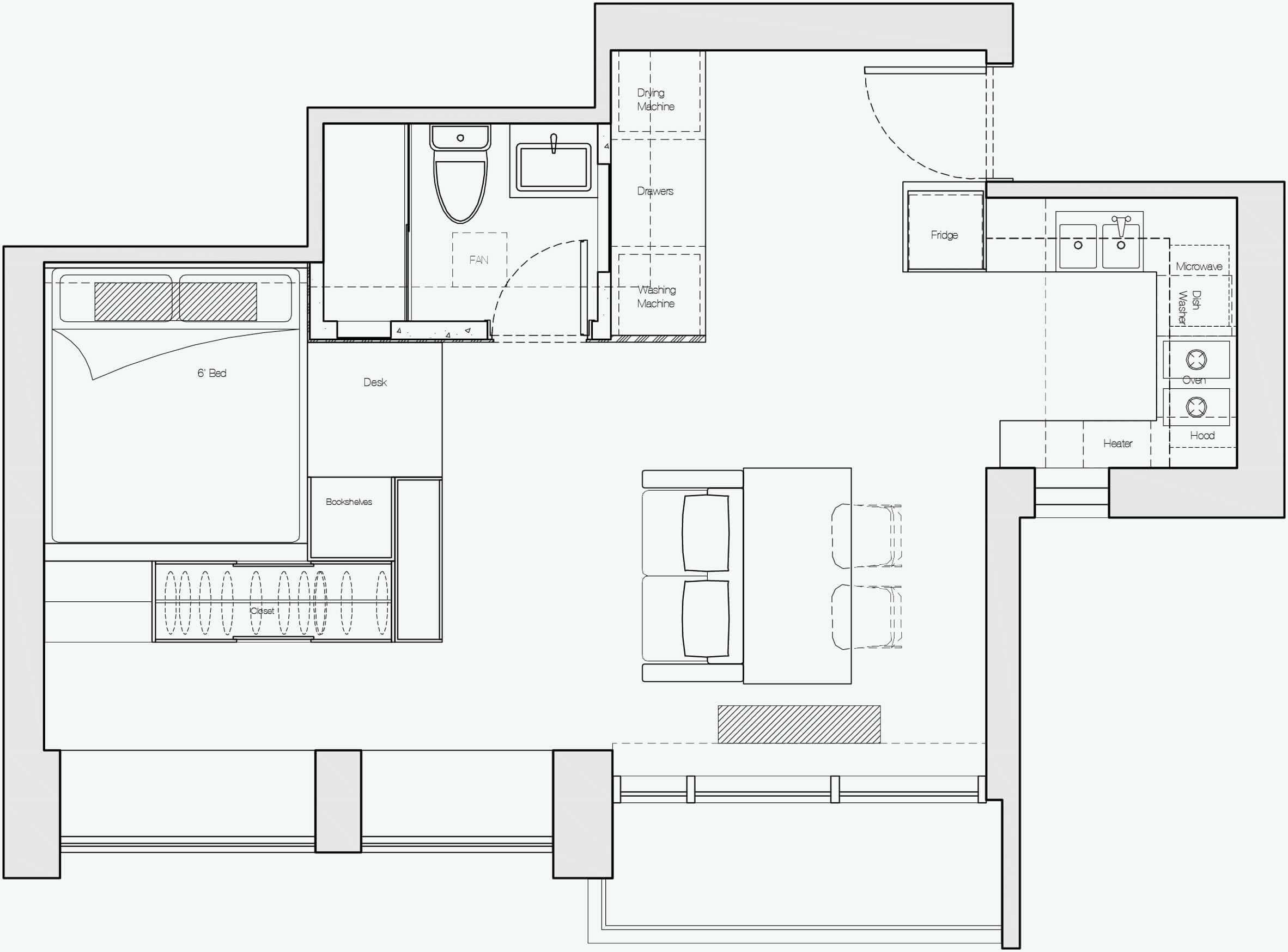 住宅空間，小公寓設計，開放式住宅設計，香港住宅設計，住宅改造設計