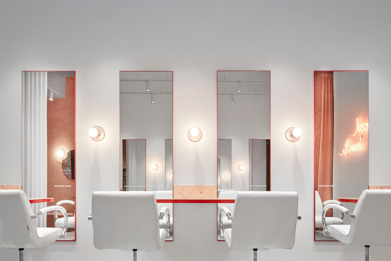 理發店設計,網紅店設計,粉色店麵設計,國外理發店設計