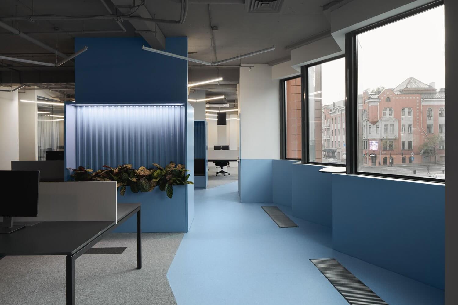辦公室設計，辦公室導視設計，藍色辦公室設計，現代簡約時尚辦公空間