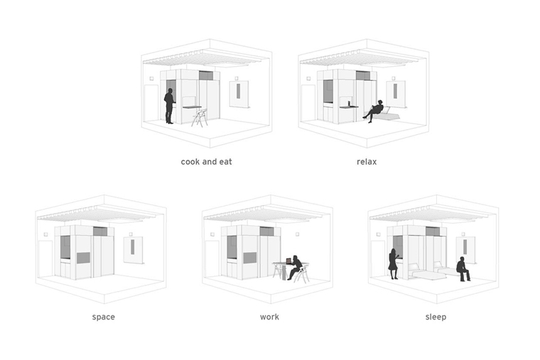 小戶型,多功能空間,公寓改造,巴黎小公寓設計,十幾平米住宅設計