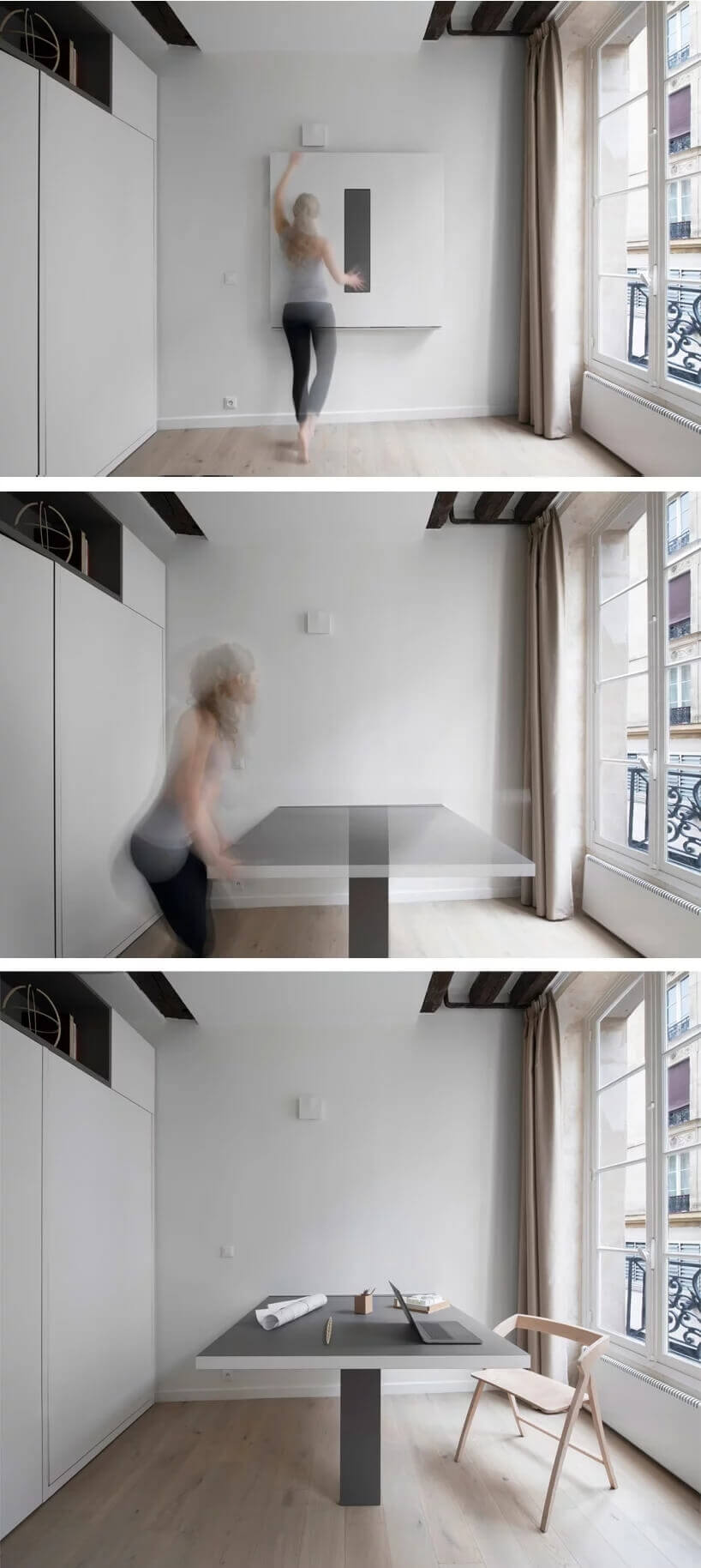 小戶型,多功能空間,公寓改造,巴黎小公寓設計,十幾平米住宅設計