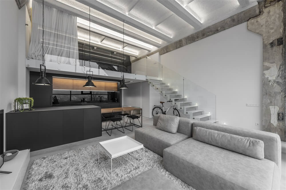 公寓設計，黑白灰公寓設計，loft公寓，工業風住宅