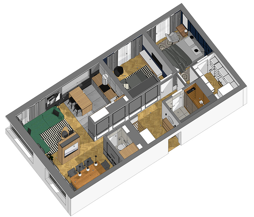 住宅空間,歐美複古風,小宅概念,公寓設計,80平米左右住宅設計
