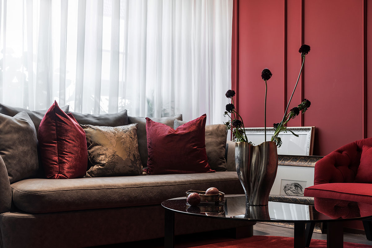 楝今 / 靜與揚的紅烈交織,成都住宅設計,成都軟裝設計,成都,黎秋辰