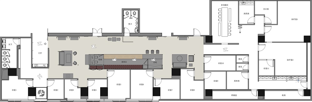 中醫館設計,商業空間,正安中醫館,一夕設計,深圳,品牌旗艦店