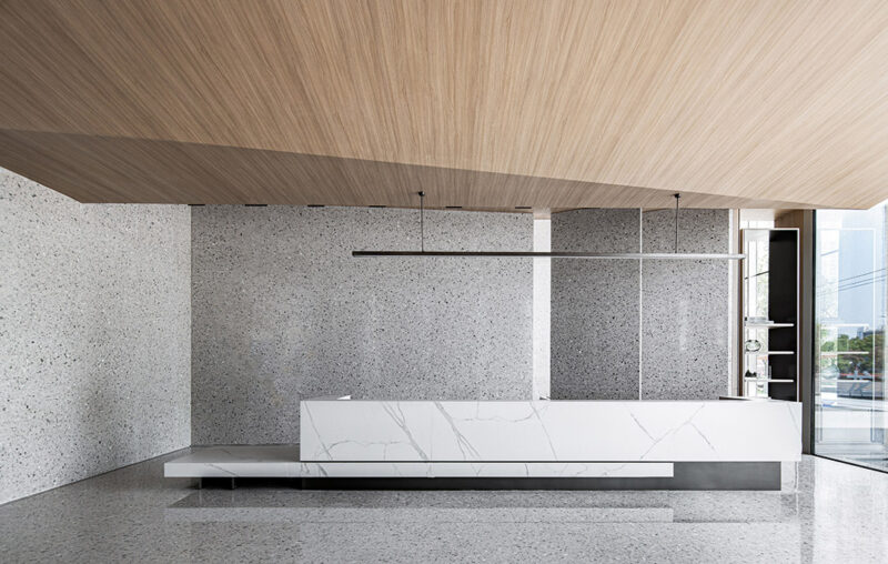 維幾設計 | 湖州旭輝城售樓處-用水磨石打造極簡空間