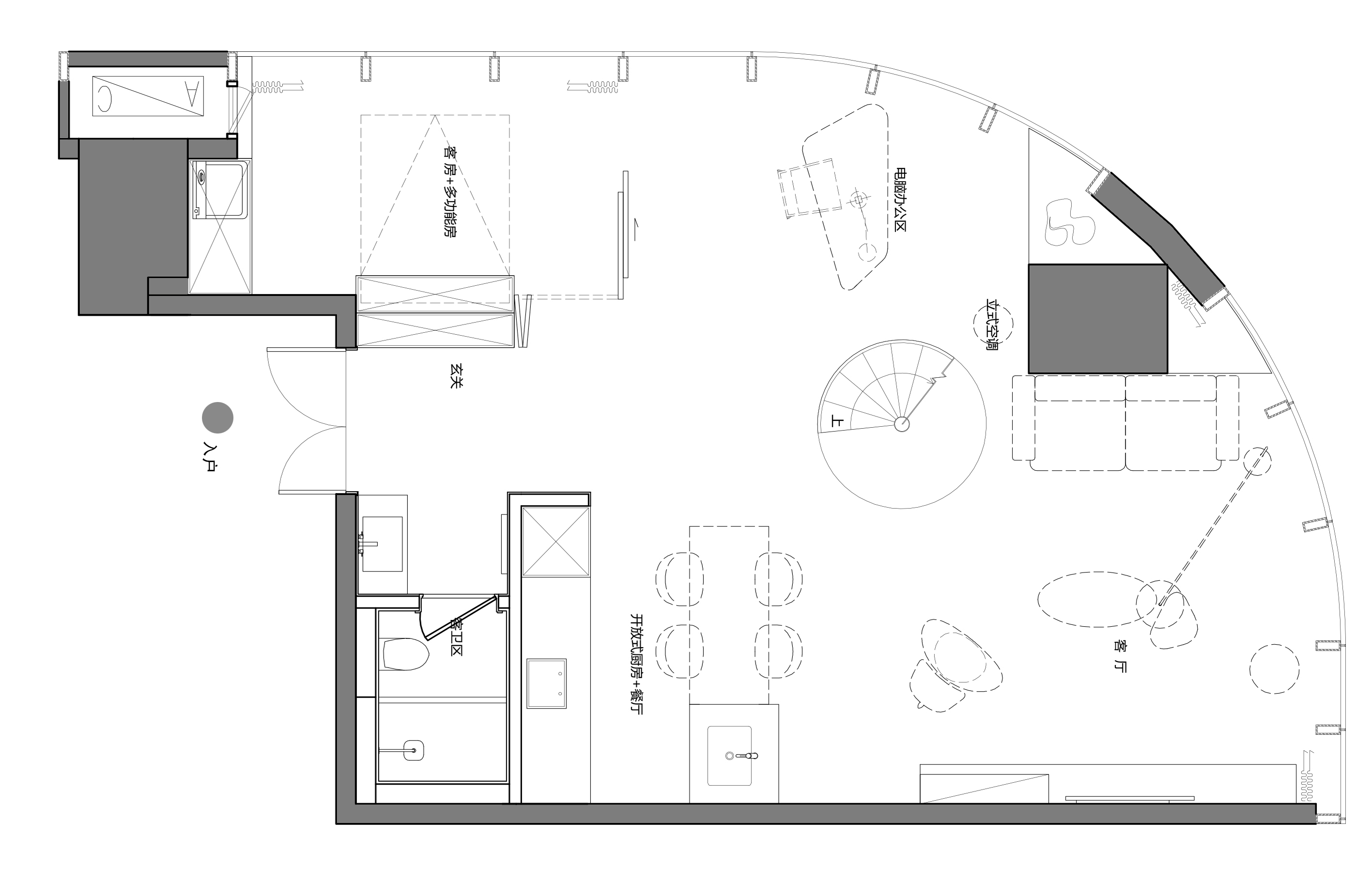 LOFT公寓設計,工業風公寓設計,家裝設計,單身公寓設計,軟裝設計,成都公寓設計,成都天廊T66高端公寓,項目投稿,初一設計,成都初一設計