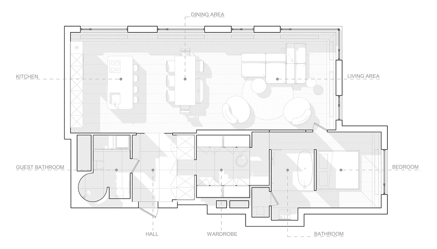 110㎡單臥室公寓,公寓設計,住宅設計,110㎡住宅設計,住宅設計案例,現代風格設計,ONE MORE BURO