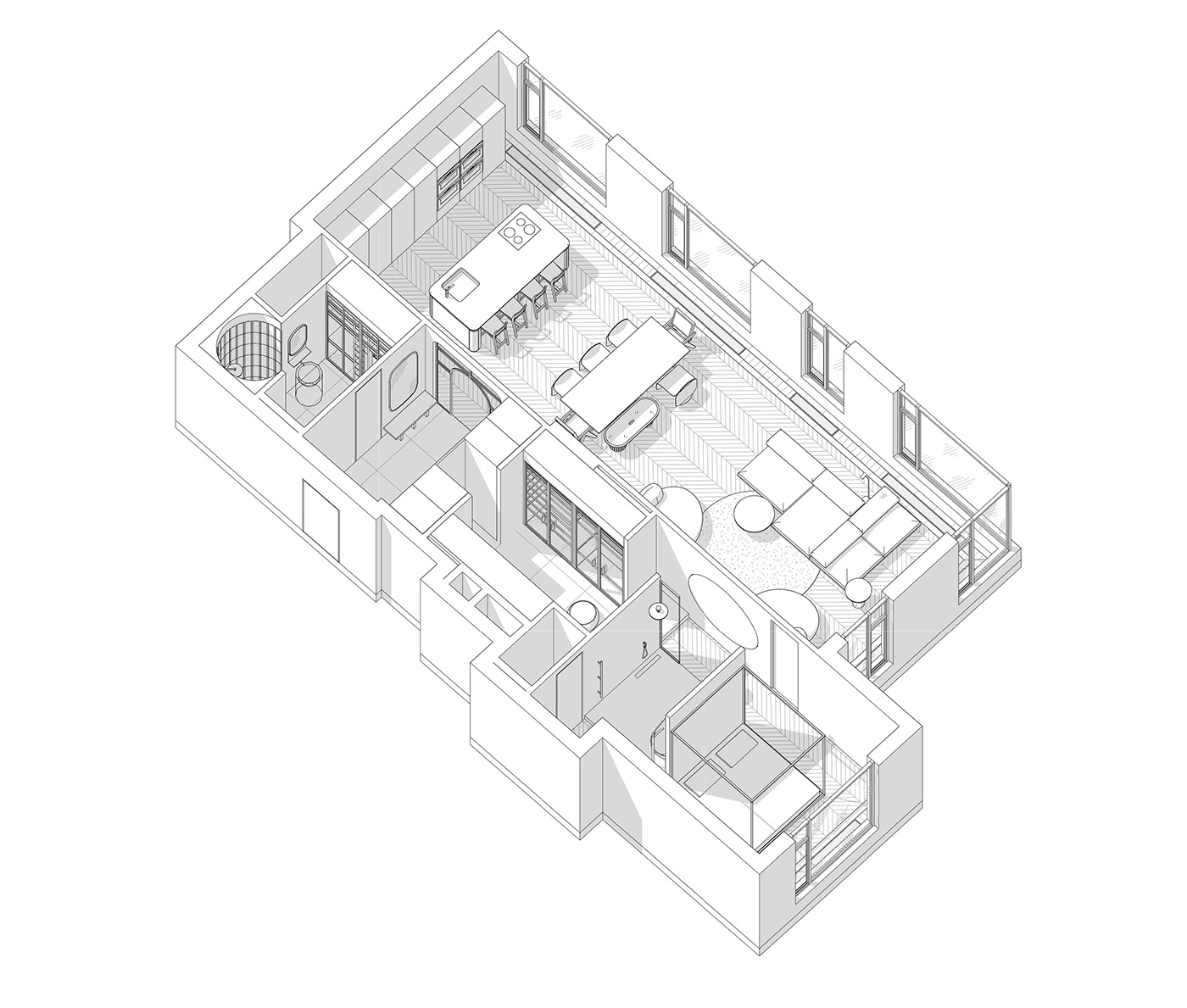 110㎡單臥室公寓,公寓設計,住宅設計,110㎡住宅設計,住宅設計案例,現代風格設計,ONE MORE BURO