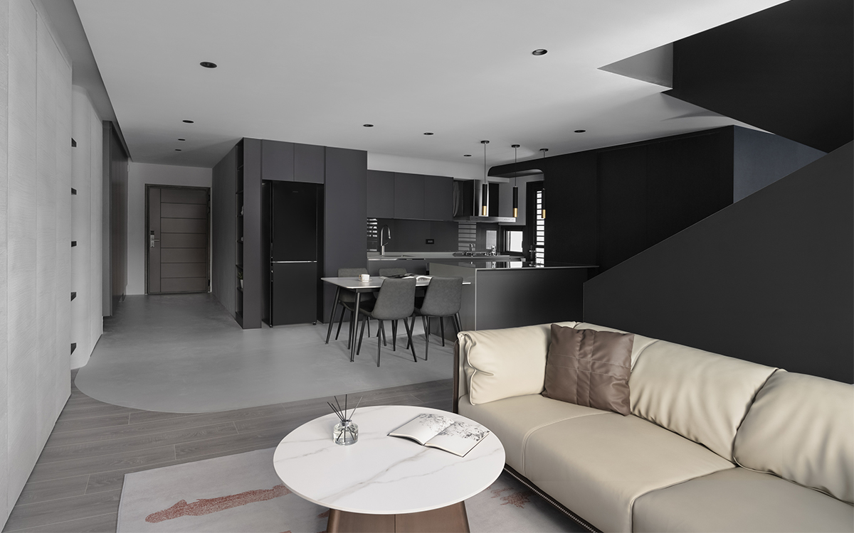 複式設計,複式設計案例,設計師自宅設計,設計師的家,120㎡住宅設計,黑白灰風格設計,辦公室設計