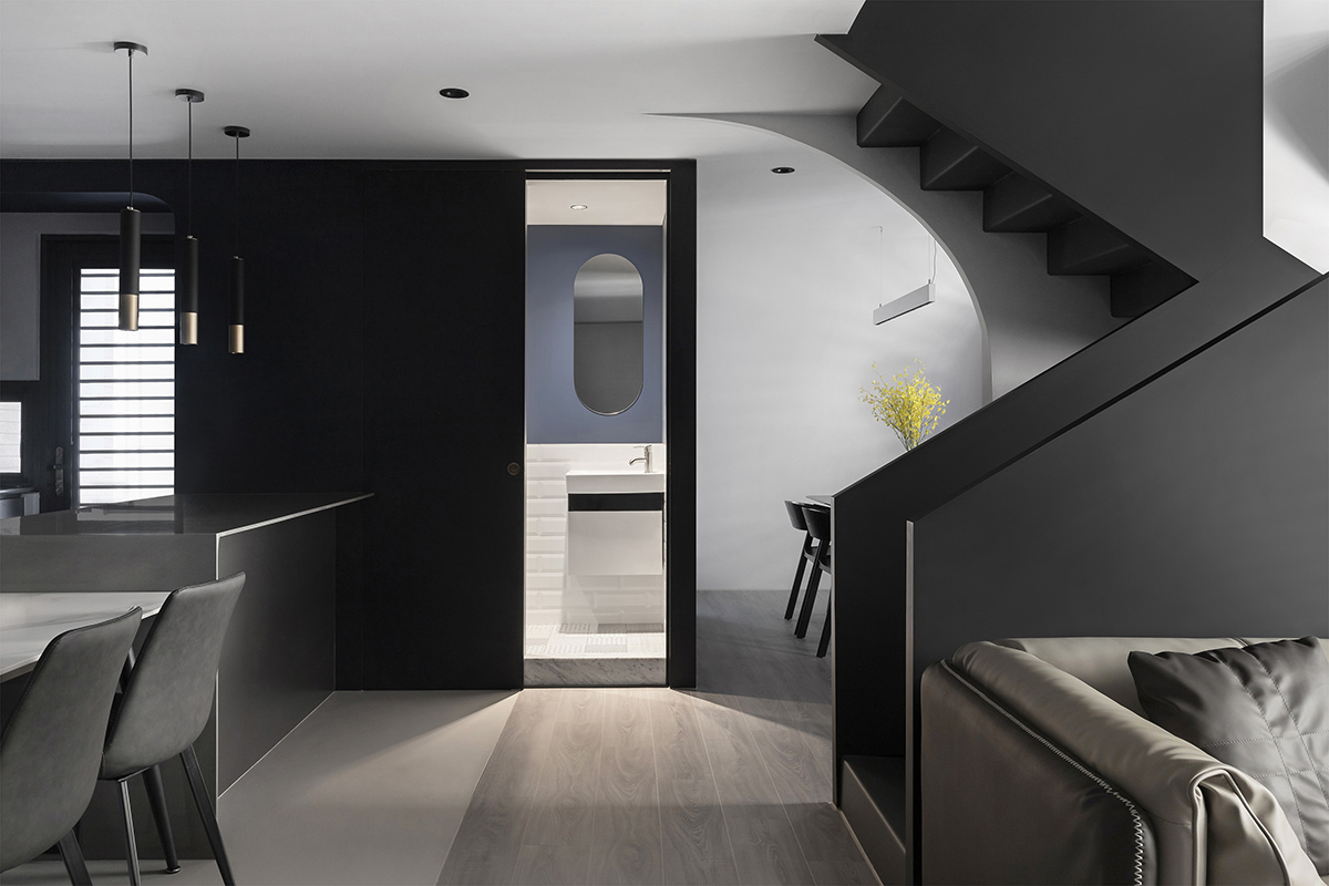 複式設計,複式設計案例,設計師自宅設計,設計師的家,120㎡住宅設計,黑白灰風格設計,辦公室設計