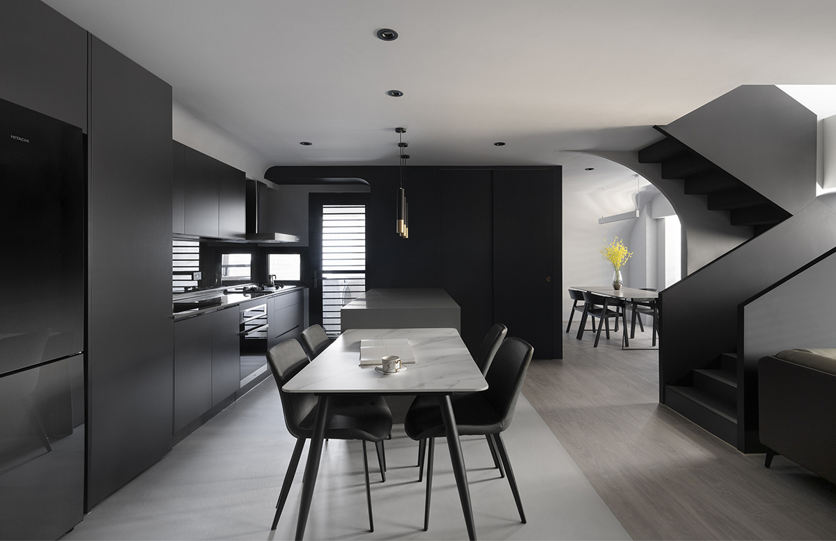 複式設計,複式設計案例,設計師自宅設計,設計師的家,120㎡住宅設計,黑白灰風格設計,辦公室設計