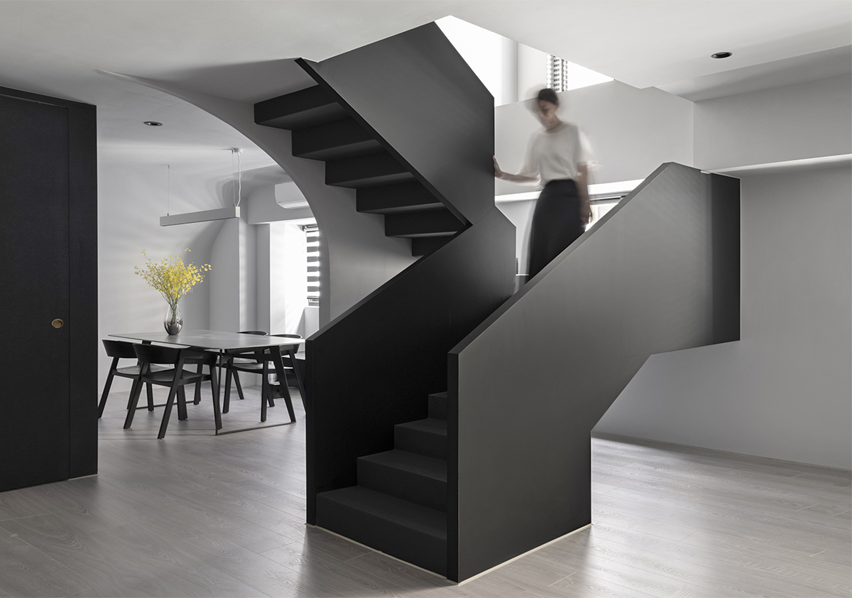 複式設計,複式設計案例,設計師自宅設計,設計師的家,120㎡住宅設計,黑白灰風格設計,辦公室設計