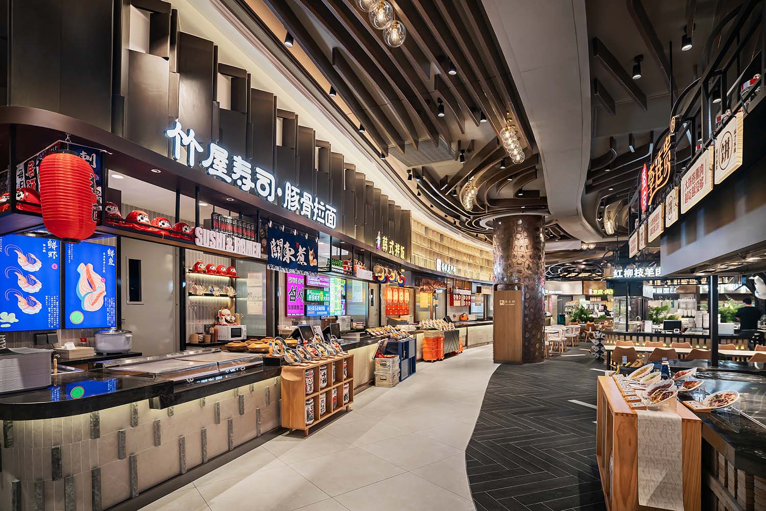 餐飲空間,食通天,美食廣場設計,美食街設計,華潤萬象城美食街,沈陽萬象城美食街,金楓設計