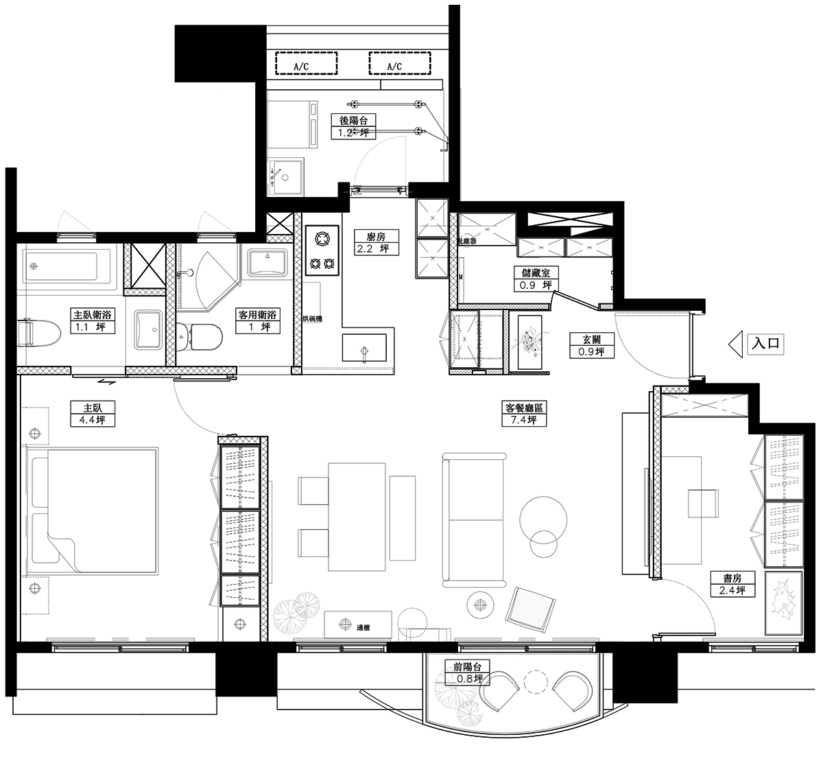 沐光植境設計,小公寓設計,公寓設計案例,公寓設計,沐光植境設計,60㎡公寓設計,最小宅