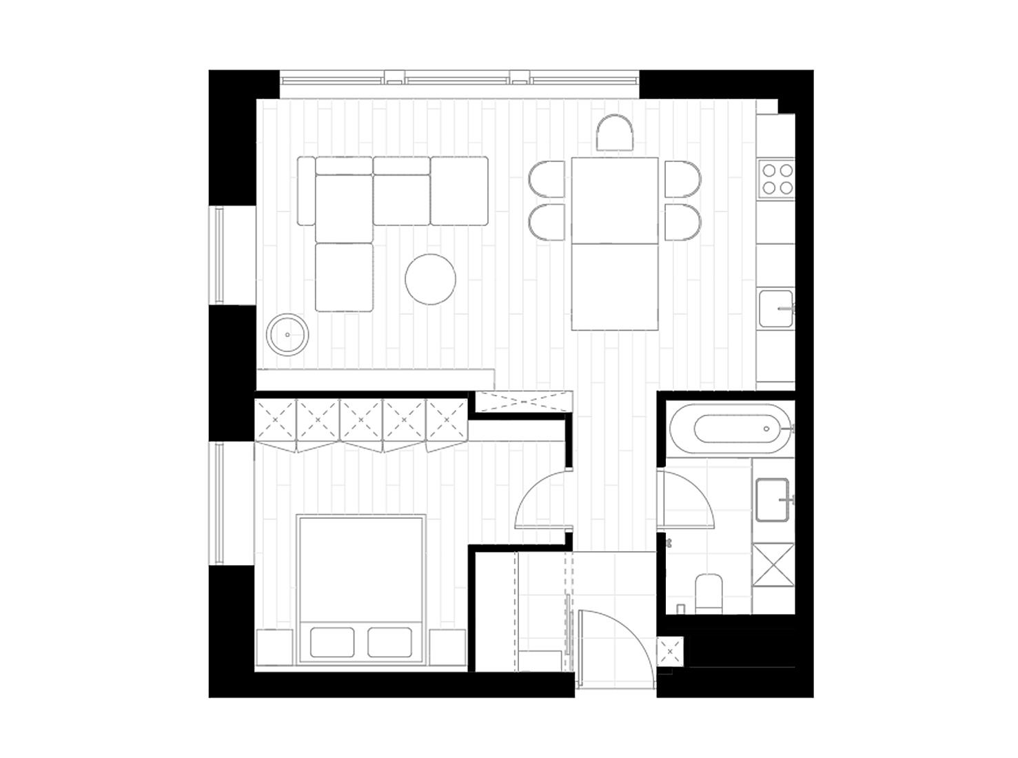 DDD Architects,公寓設計案例,60㎡,白色+原木色,小公寓設計,最小宅,小戶型設計案例,小戶型裝修,莫斯科