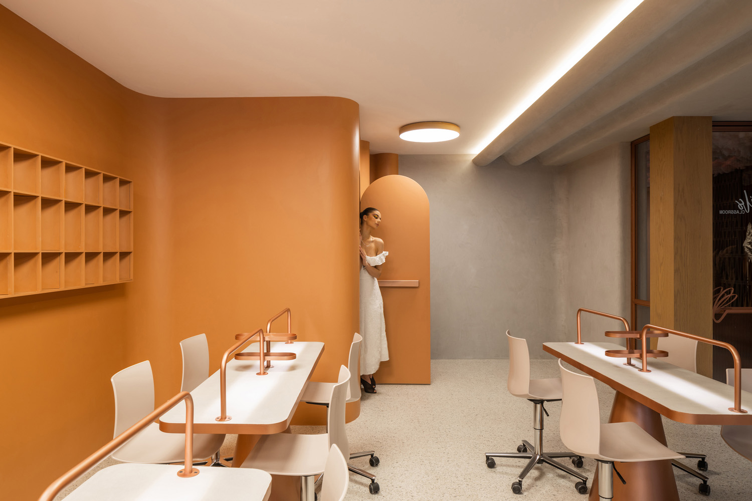 美甲店設計,暖色調,網紅風,養生&美容店設計,美容培訓學校,NOMMA studio,培訓學校,網紅風格美容店,美容店設計案例