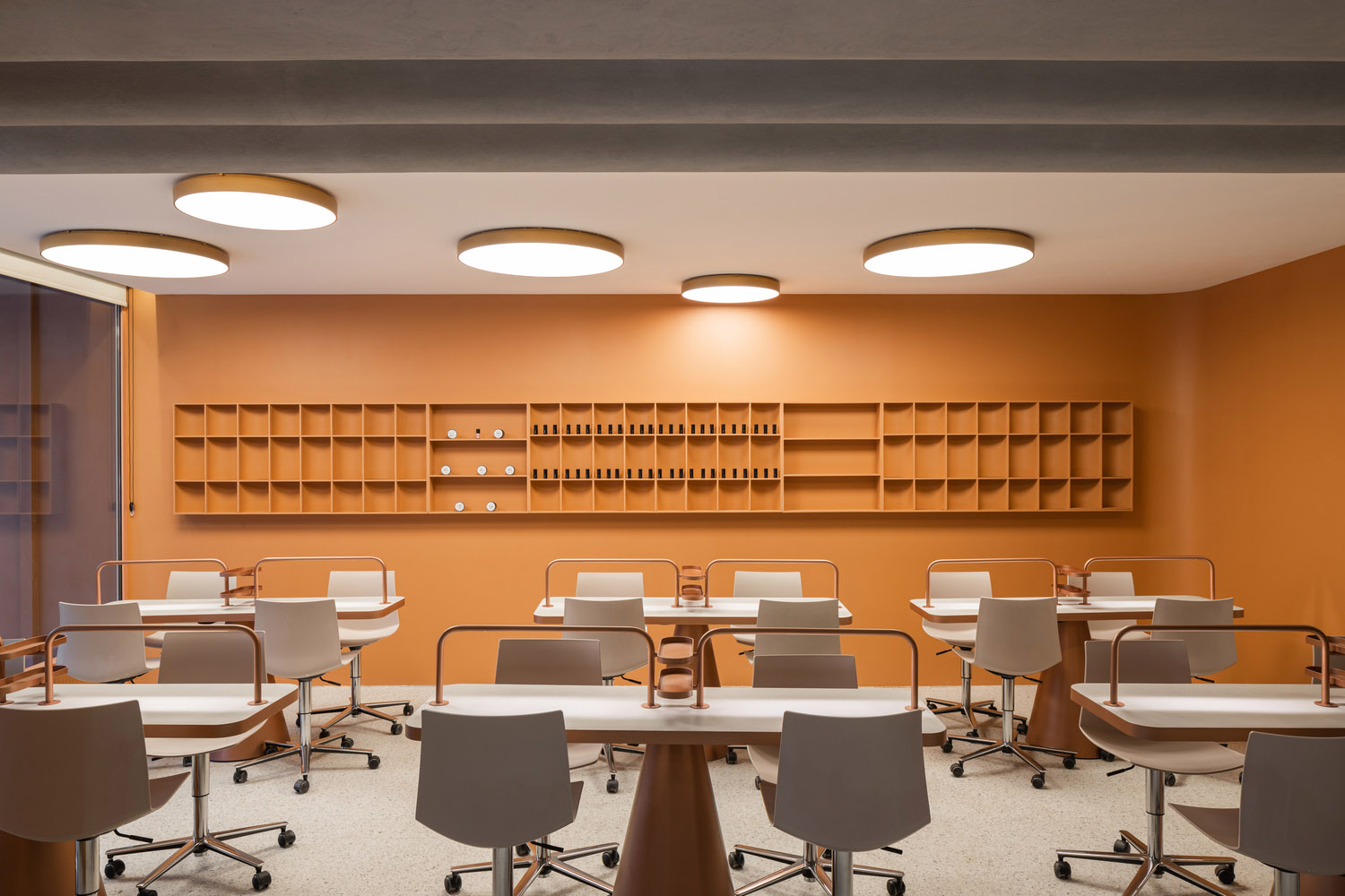 美甲店設計,暖色調,網紅風,養生&美容店設計,美容培訓學校,NOMMA studio,培訓學校,網紅風格美容店,美容店設計案例