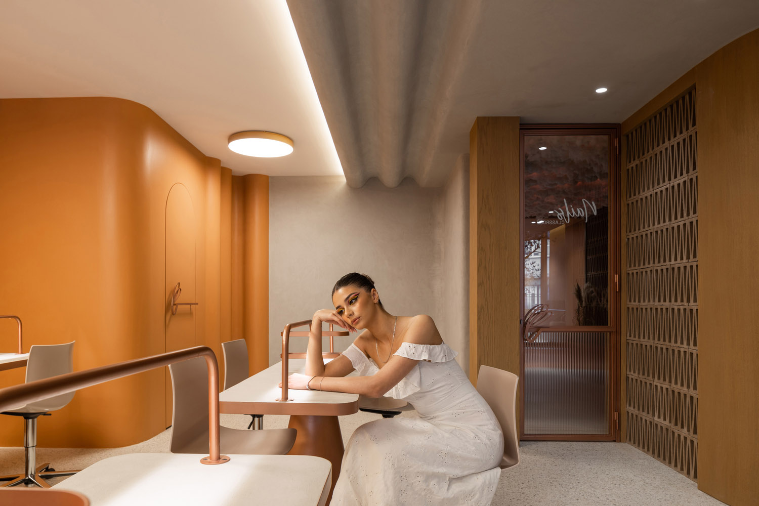 美甲店設計,暖色調,網紅風,養生&美容店設計,美容培訓學校,NOMMA studio,培訓學校,網紅風格美容店,美容店設計案例