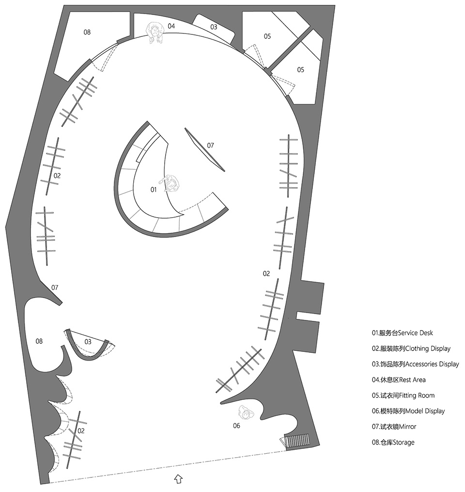 服裝店設計,上海服裝店設計,零售店設計,商業空間,女裝店設計,服裝店設計案例,時裝店設計,TU晶耀前灘店,TU,上海,彈性工作室