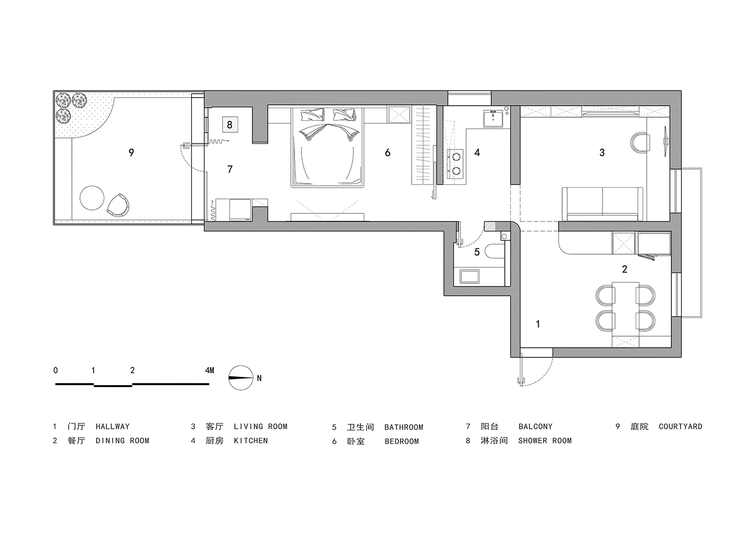 56㎡住宅設計,56㎡,小戶型設計,家裝設計,公寓改造,舊房翻新,小戶型設計案例,住宅設計案例,院居,戲構建築設計
