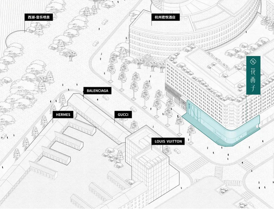 體驗店設計,零售店設計,護膚品零售店設計,美妝零售店設計,零售店設計案例,旗艦店設計,品牌店設計,花西子「隱園」全球首家線下旗艦店,杭州,立品設計Leaping Creative