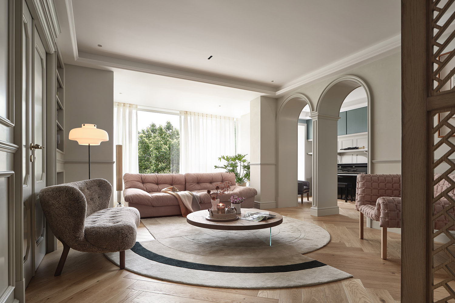 200㎡大平層設計,200㎡,住宅設計案例,住宅設計,法式風格住宅設計,現代法式風格住宅設計,大平層設計,南京西路中凱城市之光,大平層設計案例,大平層設計方案,南京西路大平層-藏有“半畝花田”,示覺設計