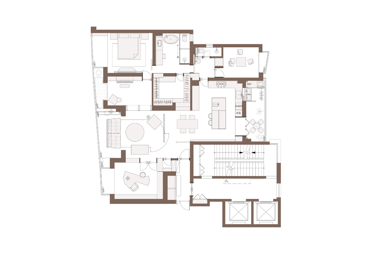 200㎡大平層設計,200㎡,住宅設計案例,住宅設計,法式風格住宅設計,現代法式風格住宅設計,大平層設計,南京西路中凱城市之光,大平層設計案例,大平層設計方案,南京西路大平層-藏有“半畝花田”,示覺設計