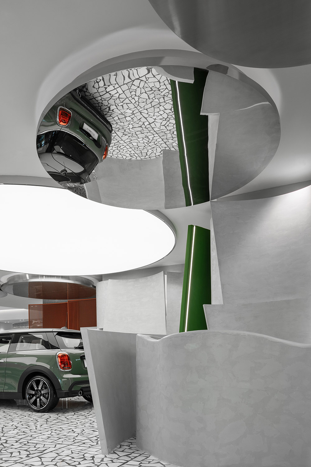 展廳設計,汽車展廳設計,體驗中心設計,體驗店設計,汽車體驗店設計,汽車銷售店設計,展廳設計案例,展廳設計方案,MINI前海客戶體驗中心,深圳,ARCHIHOPE朱海博建築事務所