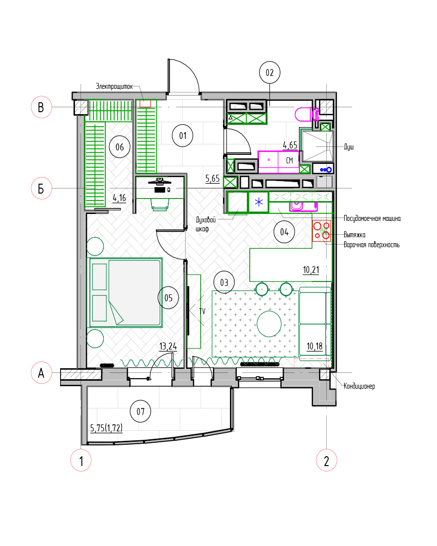 公寓設計,Elena Denisyuk,公寓設計案例,單身公寓,國外公寓設計,加裏寧格勒,50㎡,公寓裝修設計