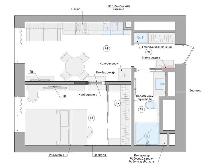 公寓設計,Yulia,公寓設計案例,單身公寓,國外公寓設計,莫斯科,35㎡,公寓裝修設計