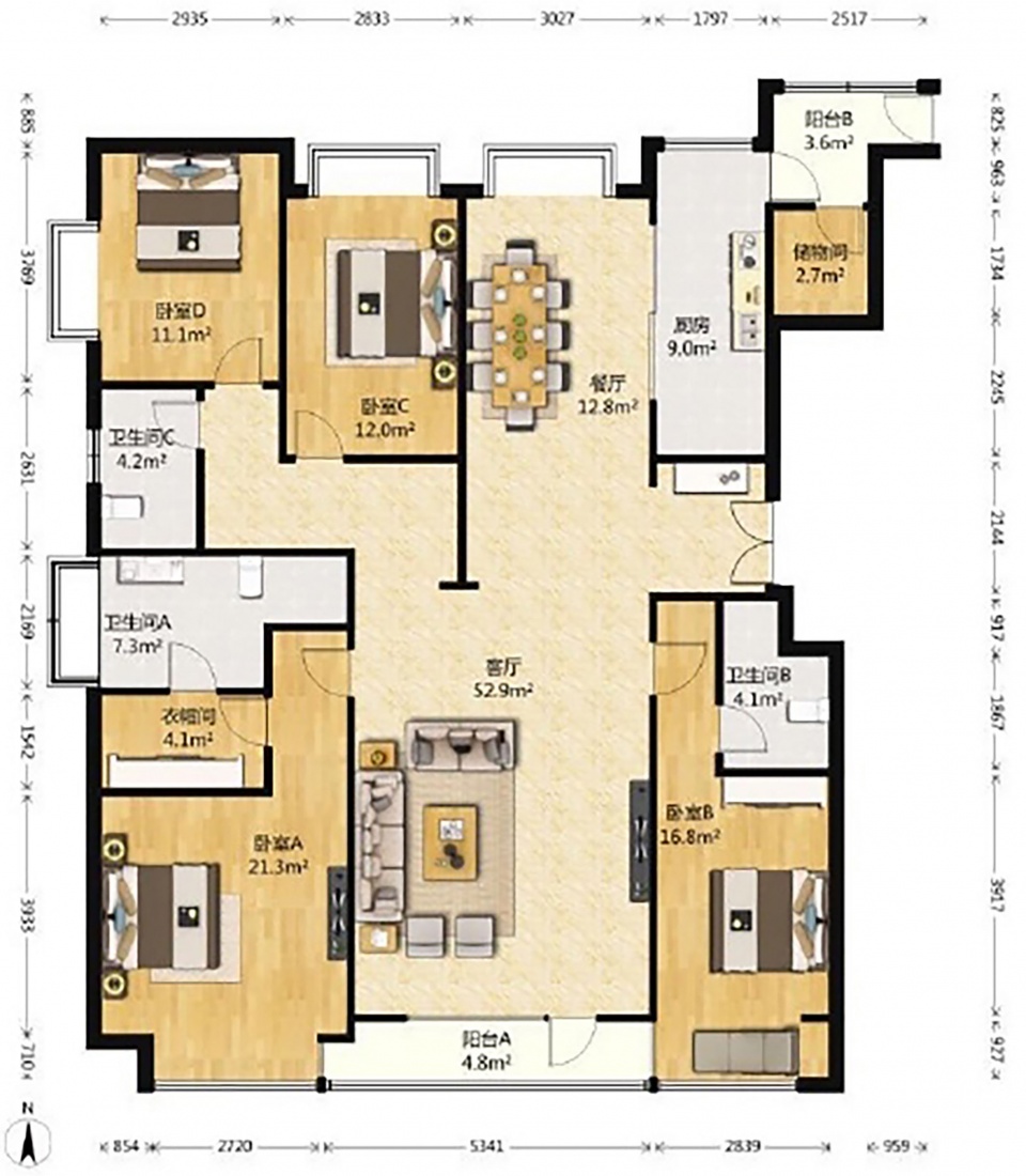 200㎡大平層設計,200㎡,住宅設計案例,住宅設計,現代風格住宅設計,舊房翻新,舊房改造,大平層設計,大平層設計案例,北京,飄飄的小小城堡,喬和橋治建築實驗室