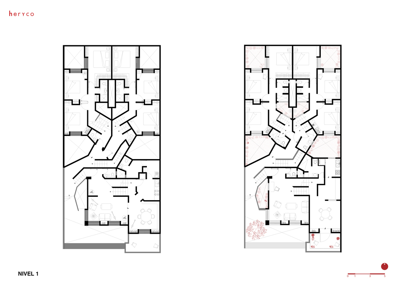 Heryco,住宅設計,家裝設計,公寓設計案例,家裝設計方案,公寓設計,公寓樓改造,墨西哥,公寓改造,550㎡