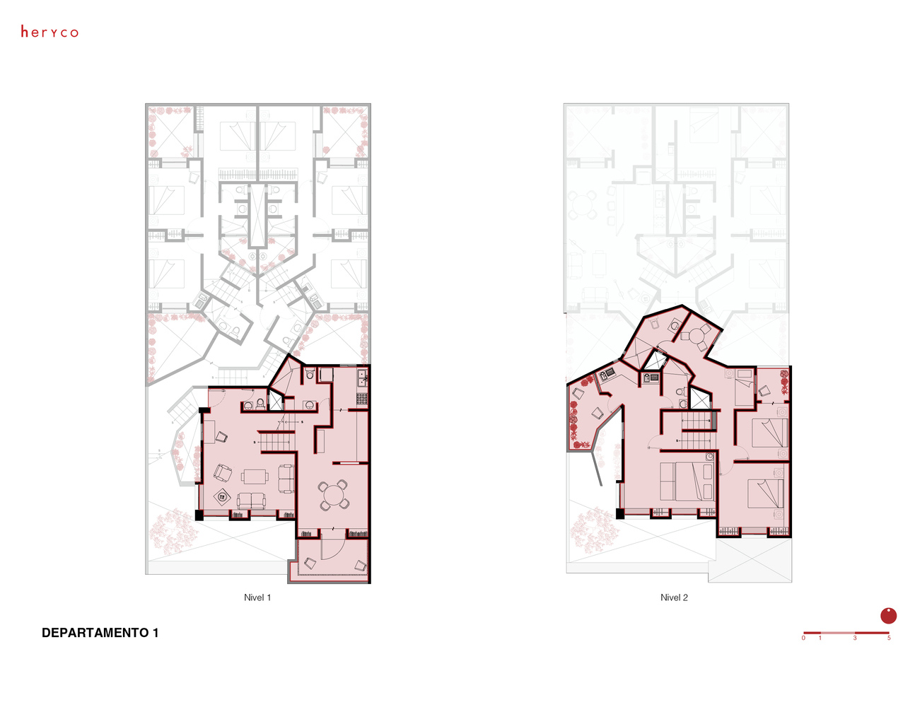 Heryco,住宅設計,家裝設計,公寓設計案例,家裝設計方案,公寓設計,公寓樓改造,墨西哥,公寓改造,550㎡