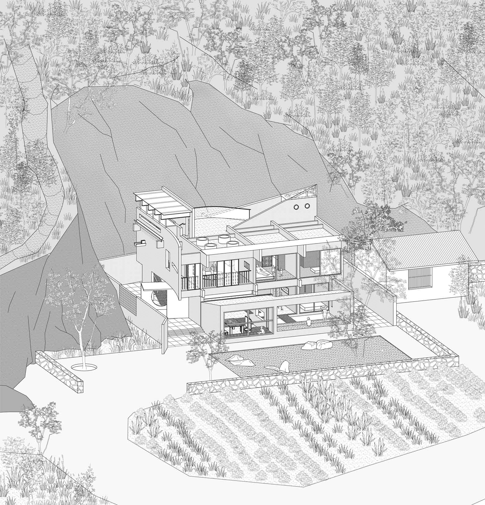 450㎡別墅設計,450㎡,獨棟住宅設計,別墅設計案例,別墅設計方案,鄉村別墅設計,建築設計,住宅建築設計,住宅設計,家裝設計,湖北,崖之家,酈文曦建築事務所