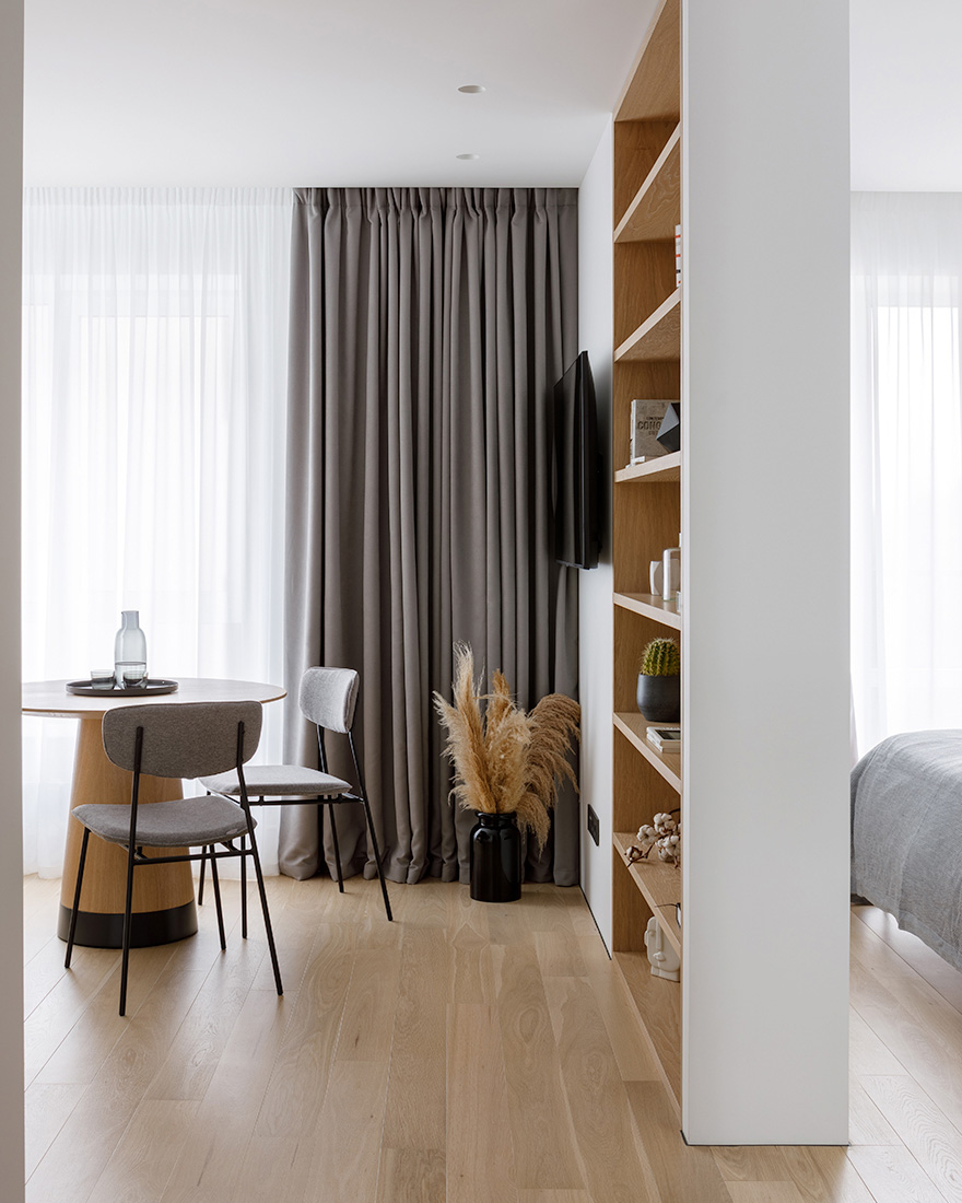 Planka,公寓設計,小戶型設計案例,小公寓設計,單身公寓,原木色+白色,莫斯科,36㎡