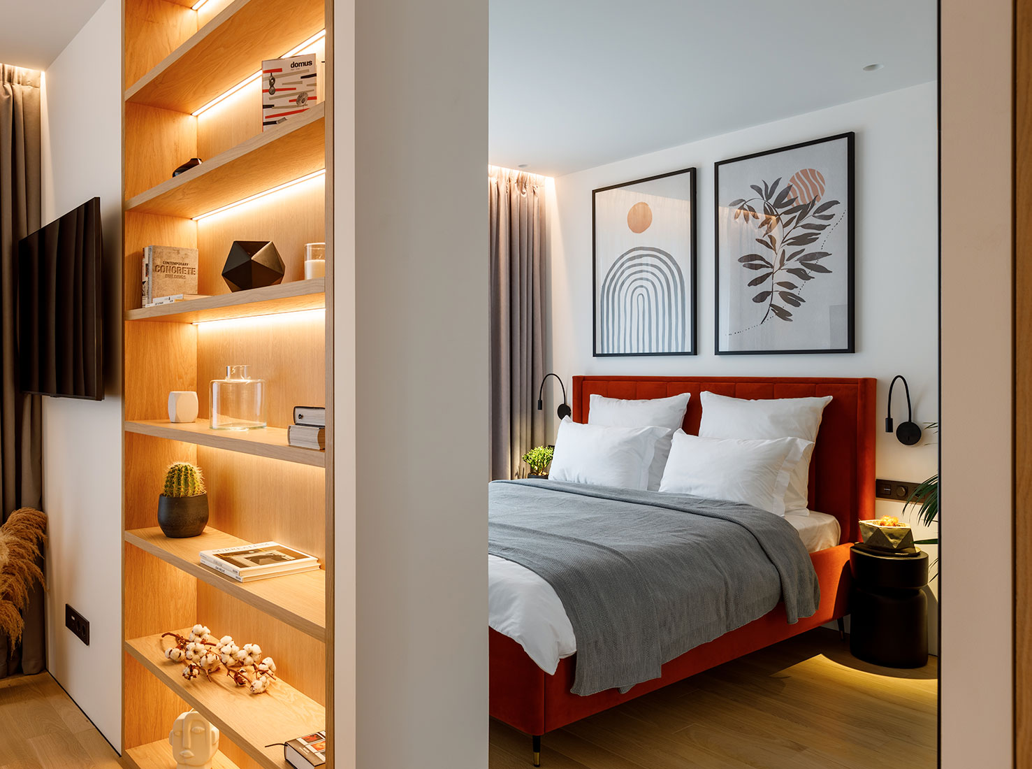 Planka,公寓設計,小戶型設計案例,小公寓設計,單身公寓,原木色+白色,莫斯科,36㎡