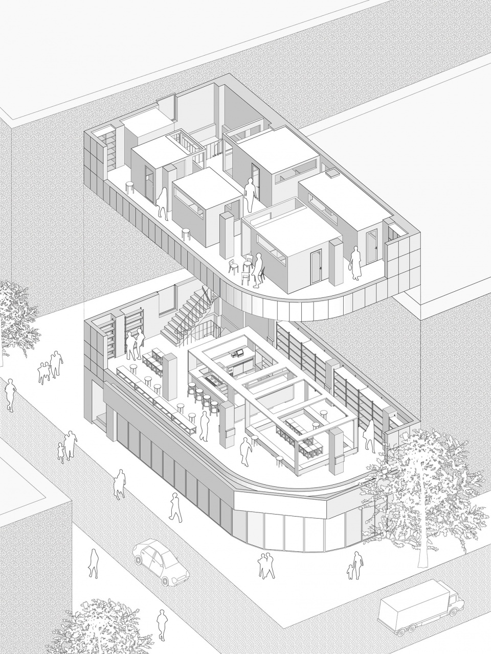 書店設計,酒吧設計,咖啡廳設計,書店設計案例,書店設計方案,拱廊計劃文化空間,南京,MOU建築工社