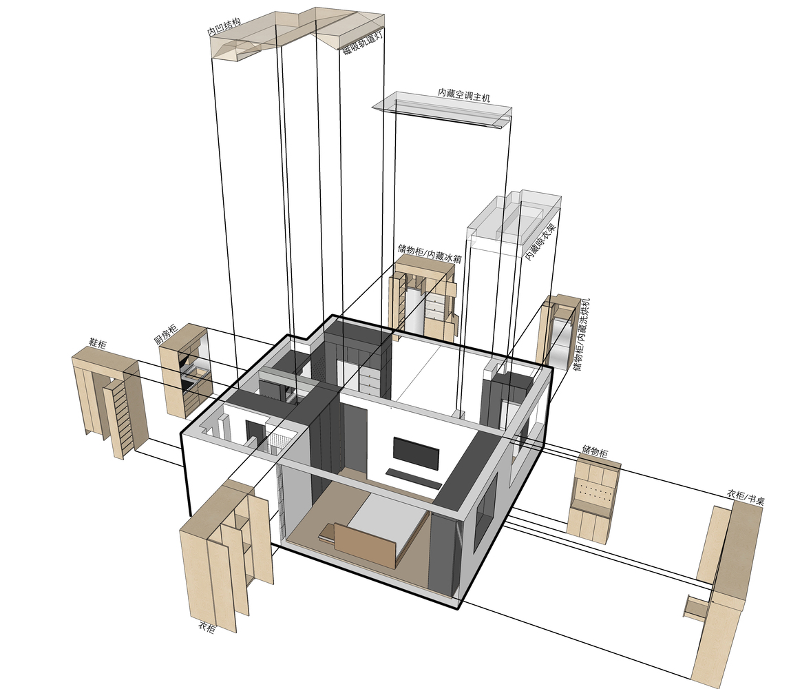 彈性工作室,公寓設計,小戶型設計案例,小公寓設計,單身公寓,原木色,50㎡,微水泥,上海