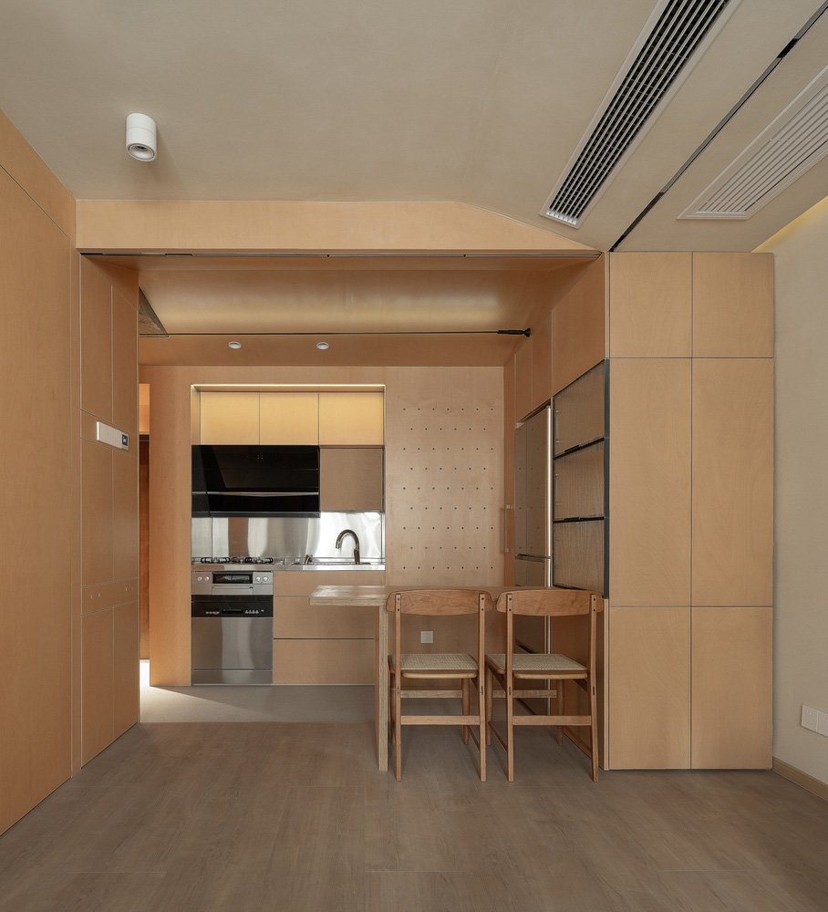 彈性工作室,公寓設計,小戶型設計案例,小公寓設計,單身公寓,原木色,50㎡,微水泥,上海