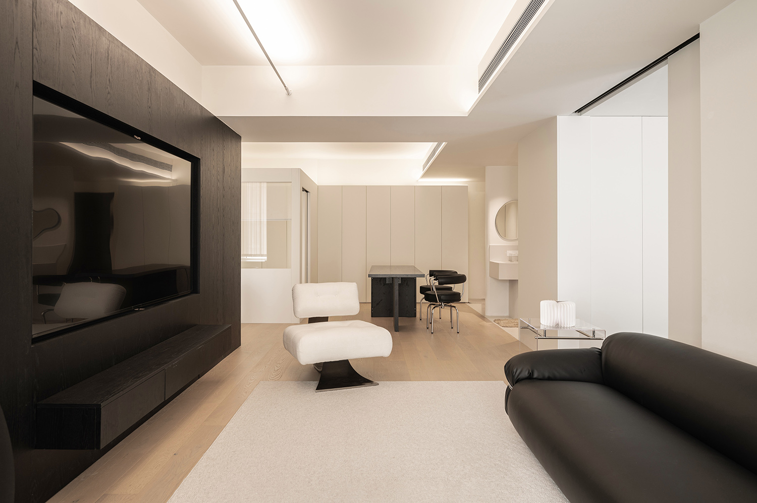 98㎡住宅設計,98㎡,住宅設計,公寓設計,極簡風格住宅設計,住宅設計案例,住宅設計方案,家裝設計,武漢,黑白主義美學住宅,上術設計