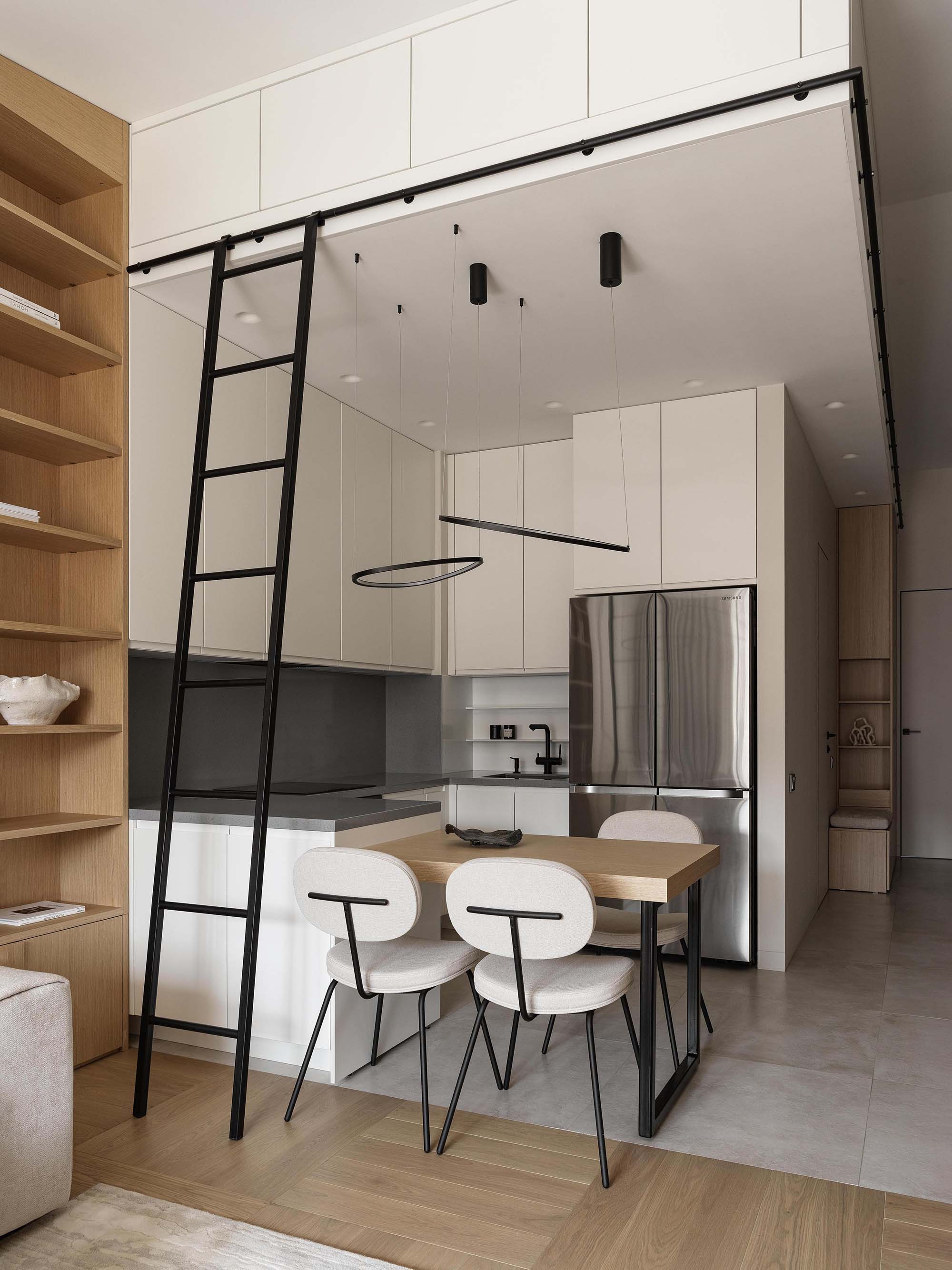 Ekaterina Shilova,公寓設計,小戶型設計案例,小公寓設計,閣樓設計,原木色+白色,65㎡