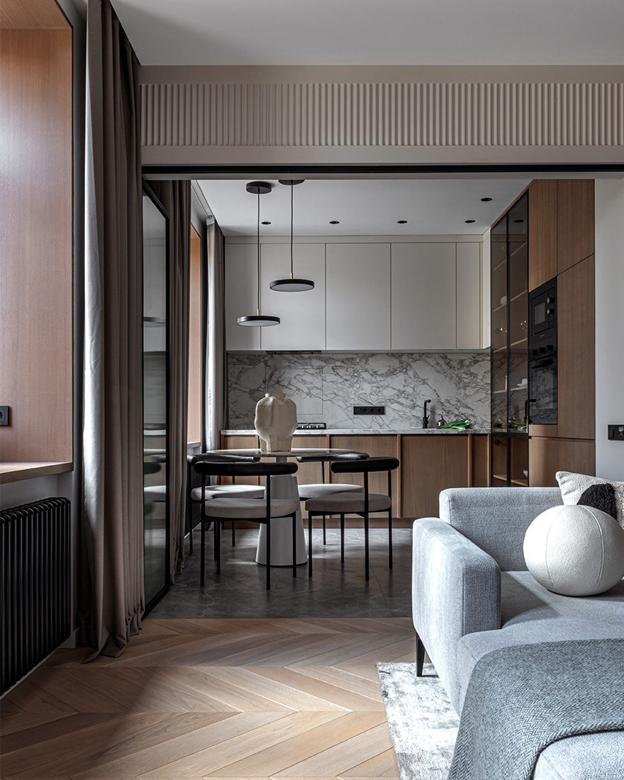 Osome,公寓設計,小戶型設計案例,小公寓設計,三室公寓,原木色+白色,長虹玻璃,65㎡